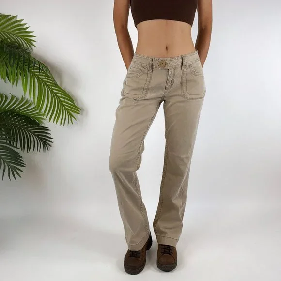 Vintage Y2K Aeropostale Low Rise Khaki Granola Girl Bootcut Pants / Size: 9/10 - Picture 4 of 4